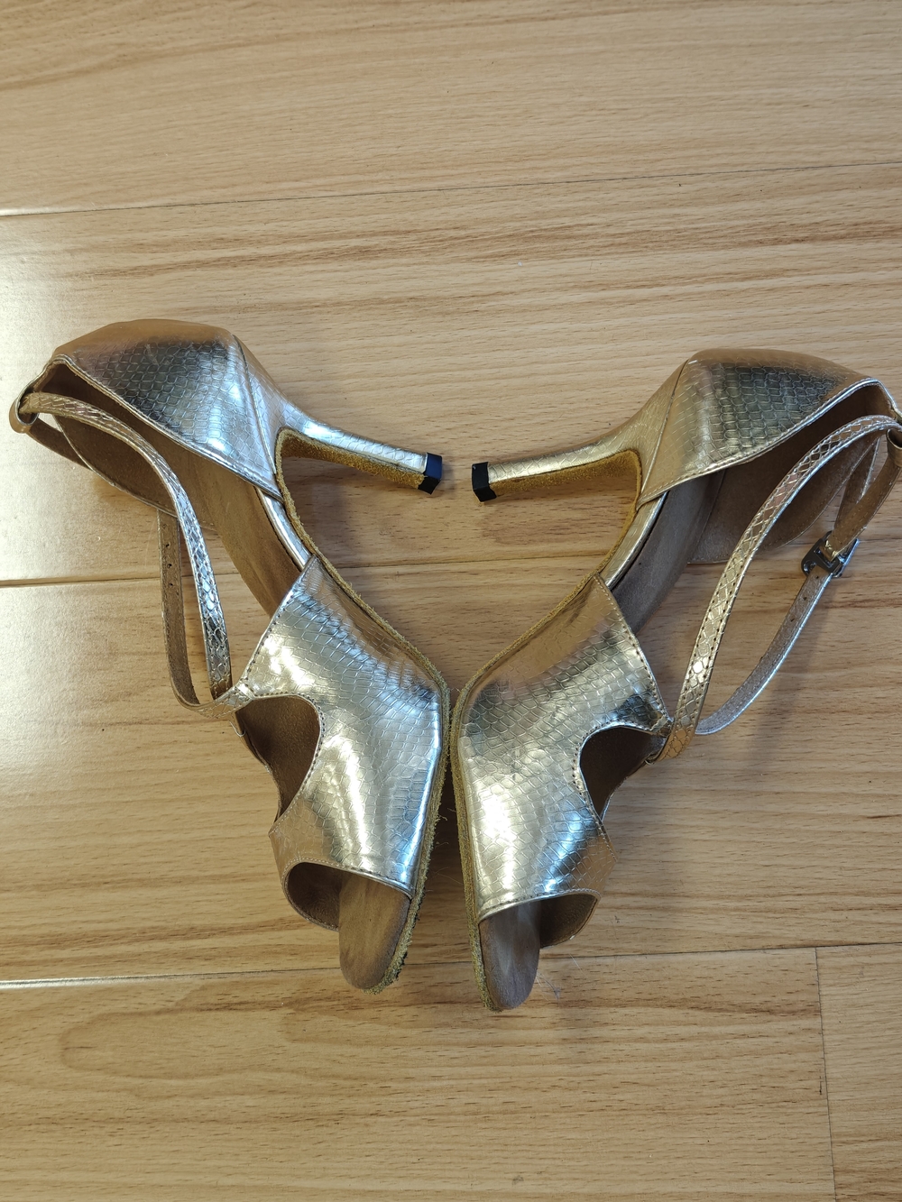 Gold Women's Open-Toe Heels